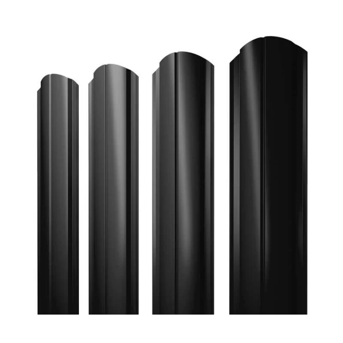 Штакетник Полукруглый Slim фигурный Grand Line 0,45 Drap RAL 9005 Черный